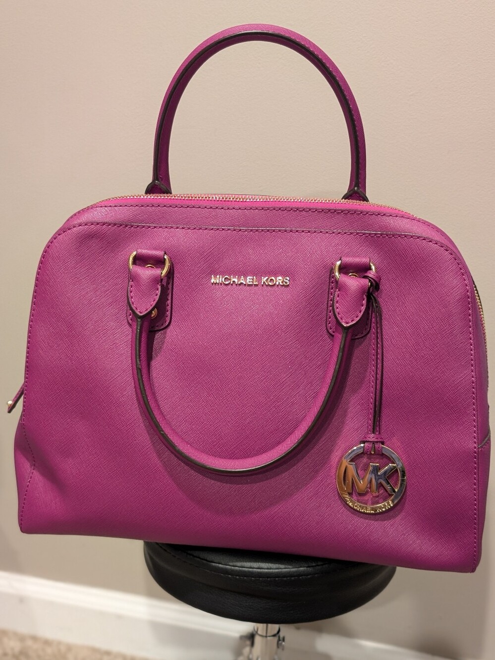 MICHAEL KORS Pink Saffiano Leather Satchel